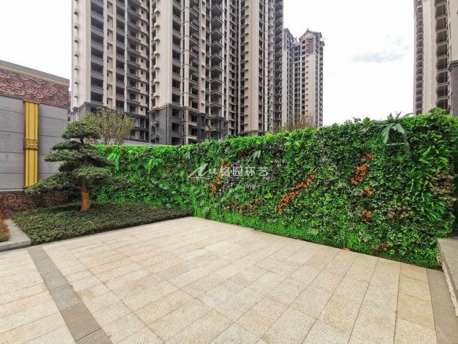 眉山云梦州房地产植物墙+室内苔藓迎客松景观